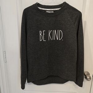 Rae Dunn BE KIND Charcoal Gray Crew Neck Sweatshirt Top